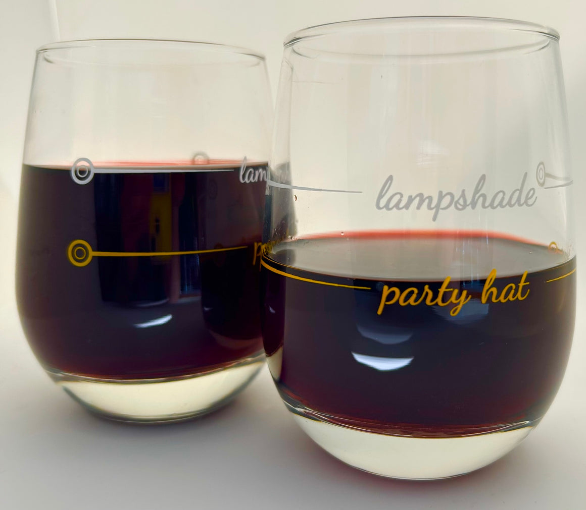 Stemless Wine Glass | Party Hat / Lampshade