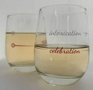 Stemless Wine Glass | Celebration / Intoxication Wine Glass