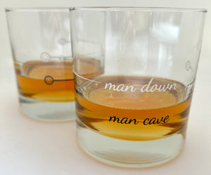 Whiskey Bourbon Glass | Man Cave / Man Down