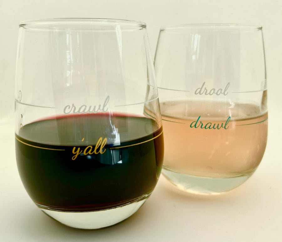 Stemless Wine Glass | Y'all / Crawl