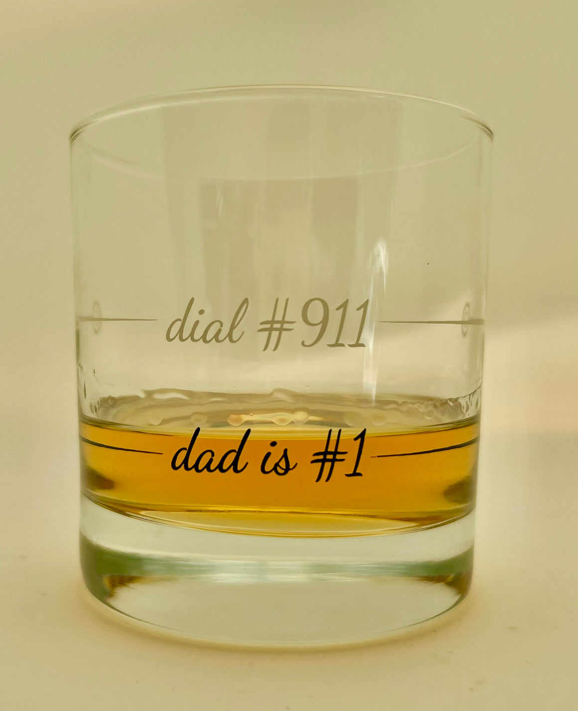 Whiskey Bourbon Glass | Dad is #1  / Dial #911