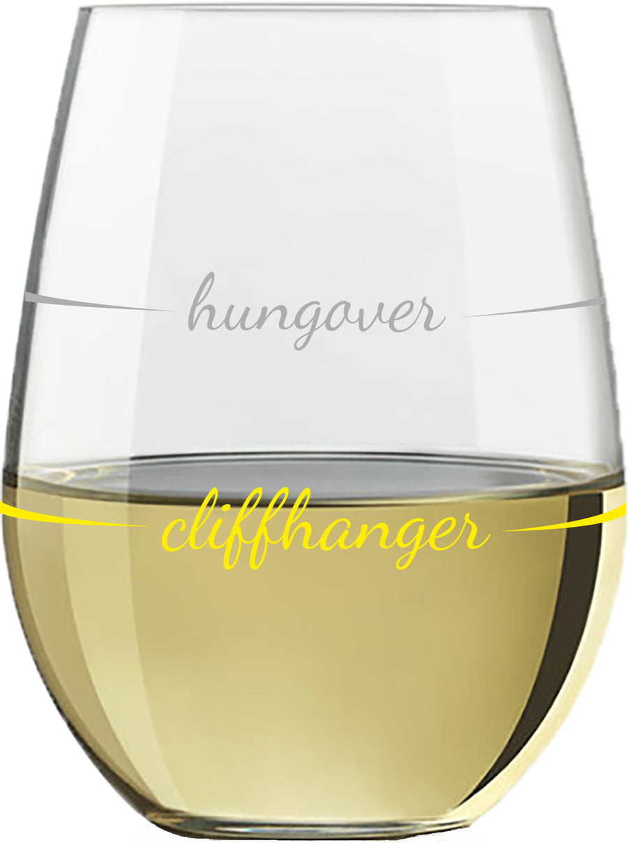 "Hungover" Stemless Wine Glass