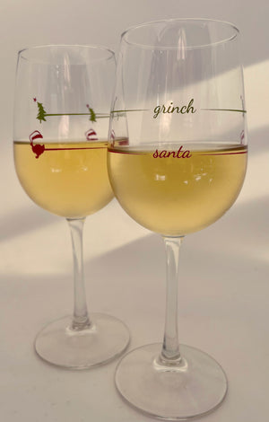 Stem Wine Glass | Santa / Grinch