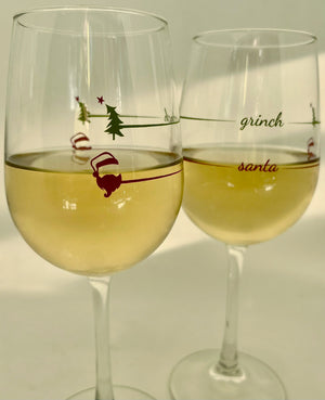 Stem Wine Glass | Santa / Grinch