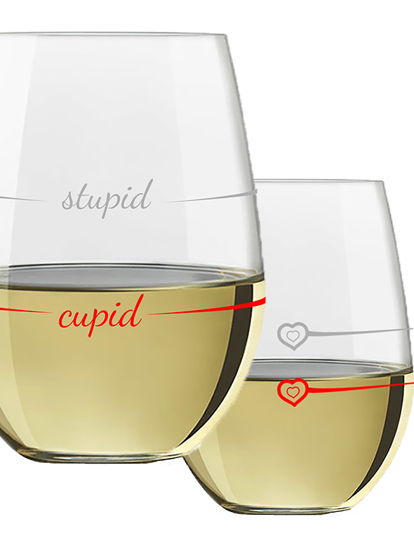 "Stupid" Stemless Wine Glass