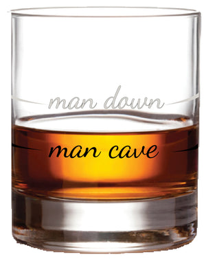 "Man Down" Rocks Glass