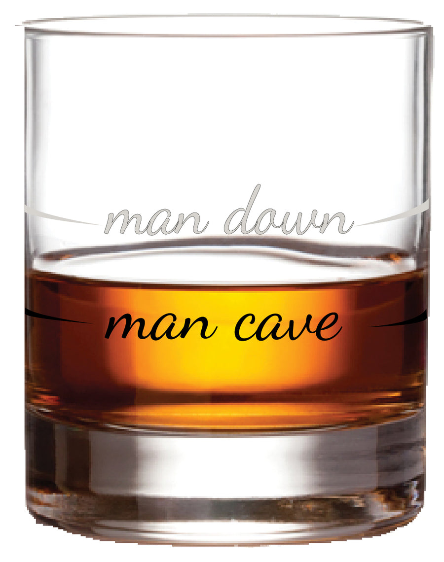 Whiskey Bourbon Glass | Man Cave / Man Down