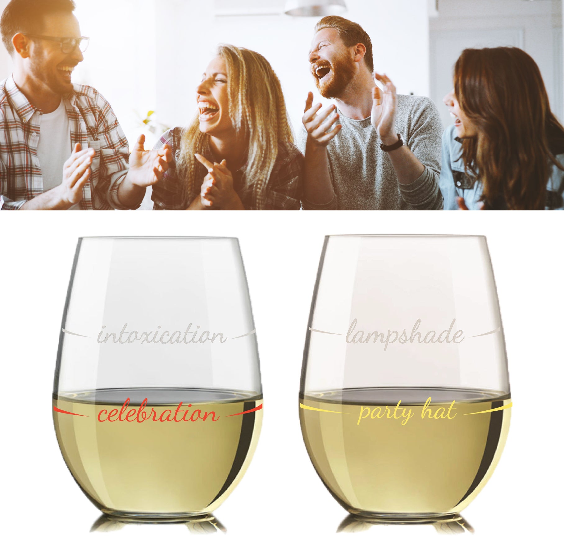 Funny Party Stemless Wine Glasses - Pourtions